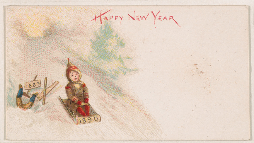 Happy New Year, from the New Years 1890 series (N227) issued by Kinney Bros.